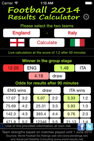 Football 2014 Results Calculator screenshot 2