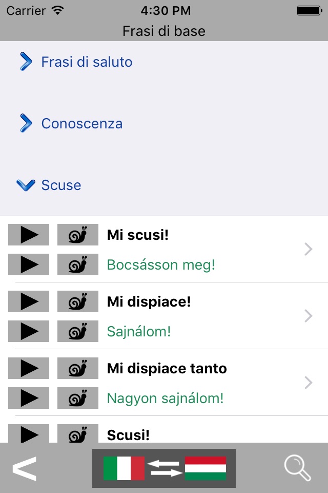 Magyar / Olasz kifejezéstár - Italian / Hungarian phrasebook - Multiphrasebook screenshot 2