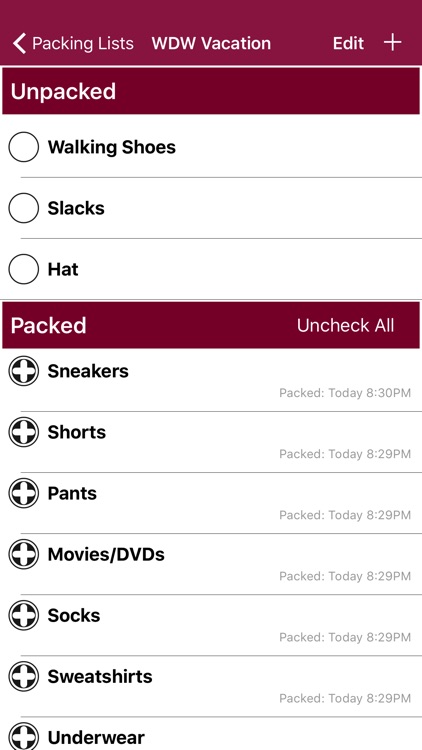 Vacation Packing List