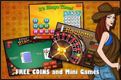 Awesome Wild West Mega Slots Casino - PLUS Mini Games - Poker, Blackjack, Bingo, Roulette screenshot 3
