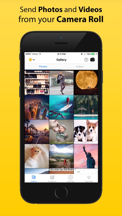 InstaSnap Upload Free for Snapchat and Instagram - Upload and Repost Photos & Videos from Camera roll, Photos library and Instagram account to Snapchat