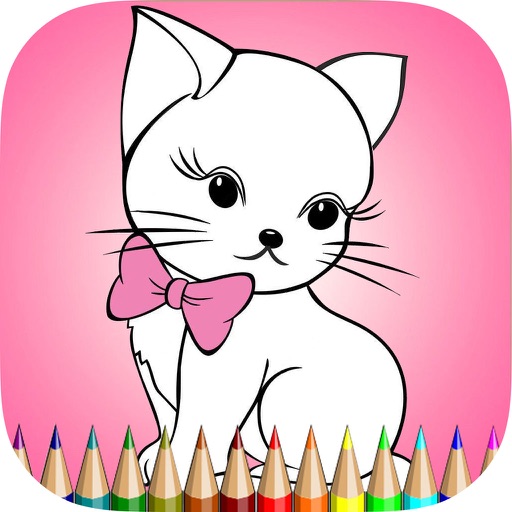 The Kitten Coloring Book HD: Learn to color and draw a kitten, Free games for children iOS App