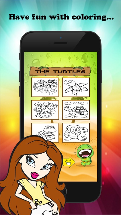 The Turtle Cartoon Paint and Coloring Book Learning Skill - Fun Games Free For Kids