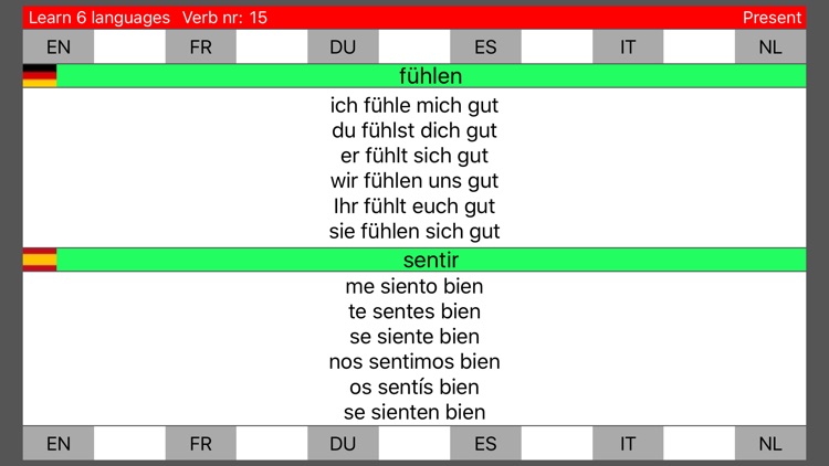 Learn 6 languages simultane using verbs PRO