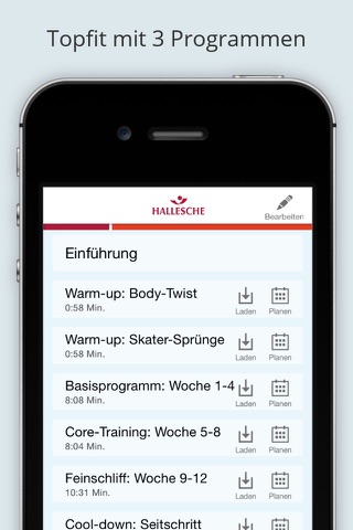 HALLESCHE Fitness-App - Das 8 Minuten Fitness-Programm ohne Geräte screenshot 3