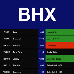 Flight Board - Birmingham Airport (BHX)