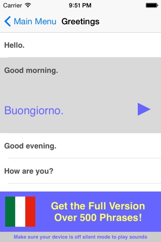 Speak Italian Phrasebook Lite screenshot 3