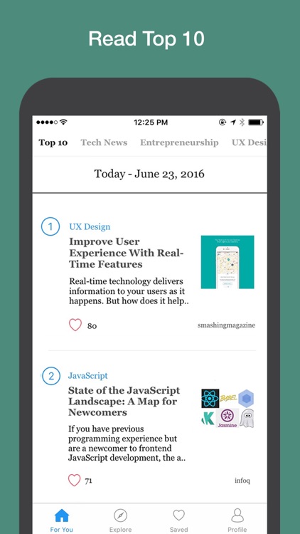 Mybridge: Read top articles in tech