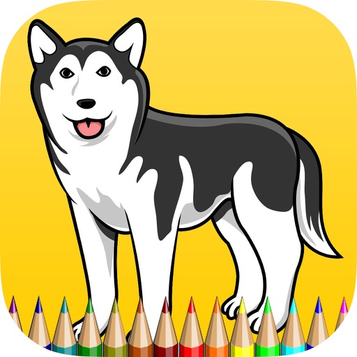 The Puppy Coloring Book: Learn to color and draw a puppy siberian and more, Free games for children iOS App