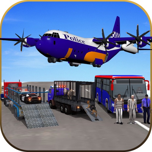 Police Airplane Transporter – Dog, Horse & Prisoner Cargo Simulator icon