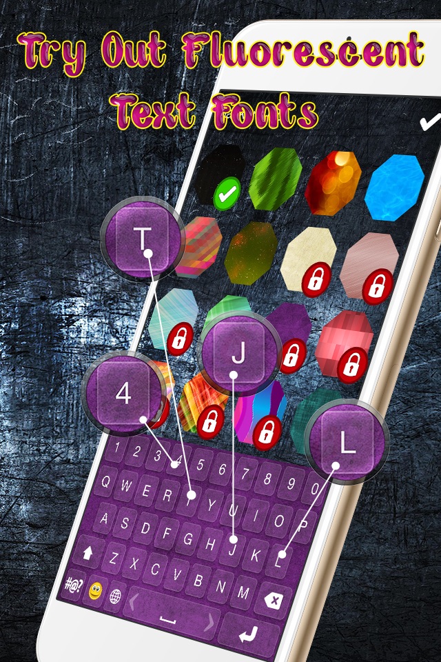 Glowing Keyboard Emoticons  – Neon Text Fonts and Stickers for iPhone Free screenshot 2