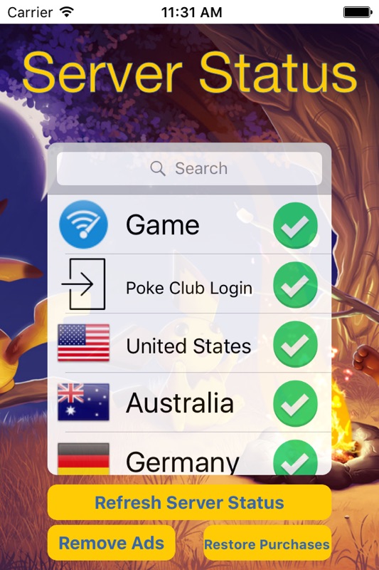 server status for pokémon