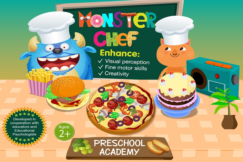 Monster Chef - Baking and cooking with cute monsters - Preschool Academy educational game for children screenshot 2
