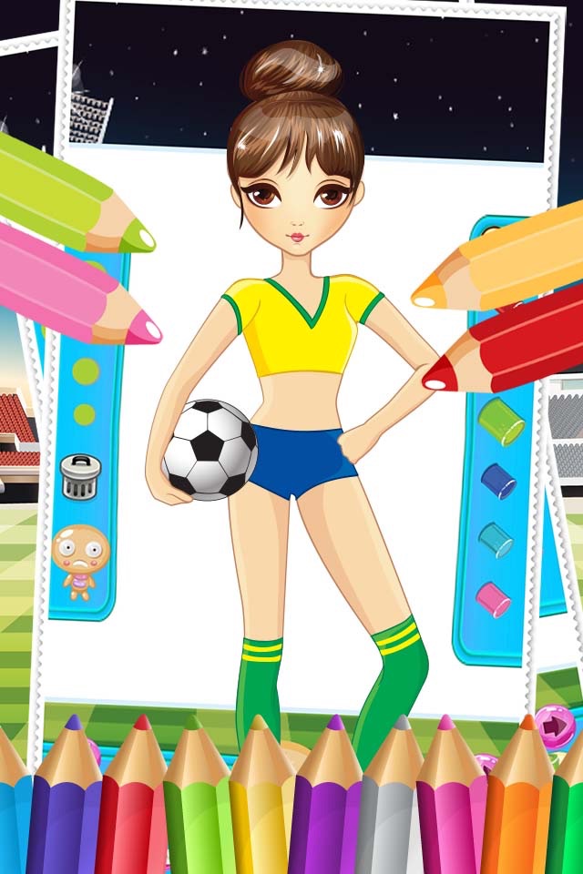 Pretty Girl Fashion Sport Coloring World - Paint And Draw Football For Kids Game screenshot 3