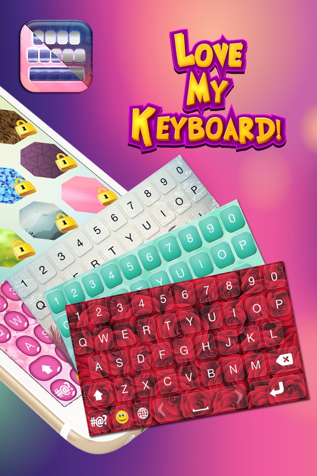 Love My Keyboard! Colorful Girly Themes with Flirty Symbols and Cute Font.s for Text.ing screenshot 2