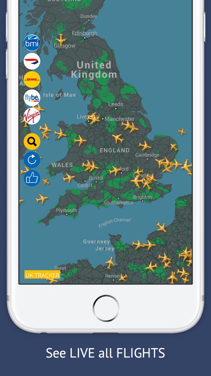 UK Tracker Free  Live flight status for England