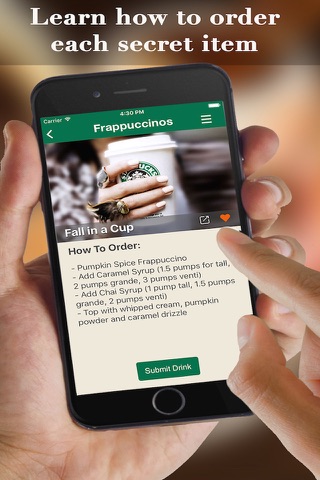eXpresso Secret Menu for Starbucks - Coffee, Macchiato, Tea, Cold & Hot Drinks Recipes (Free app) screenshot 2