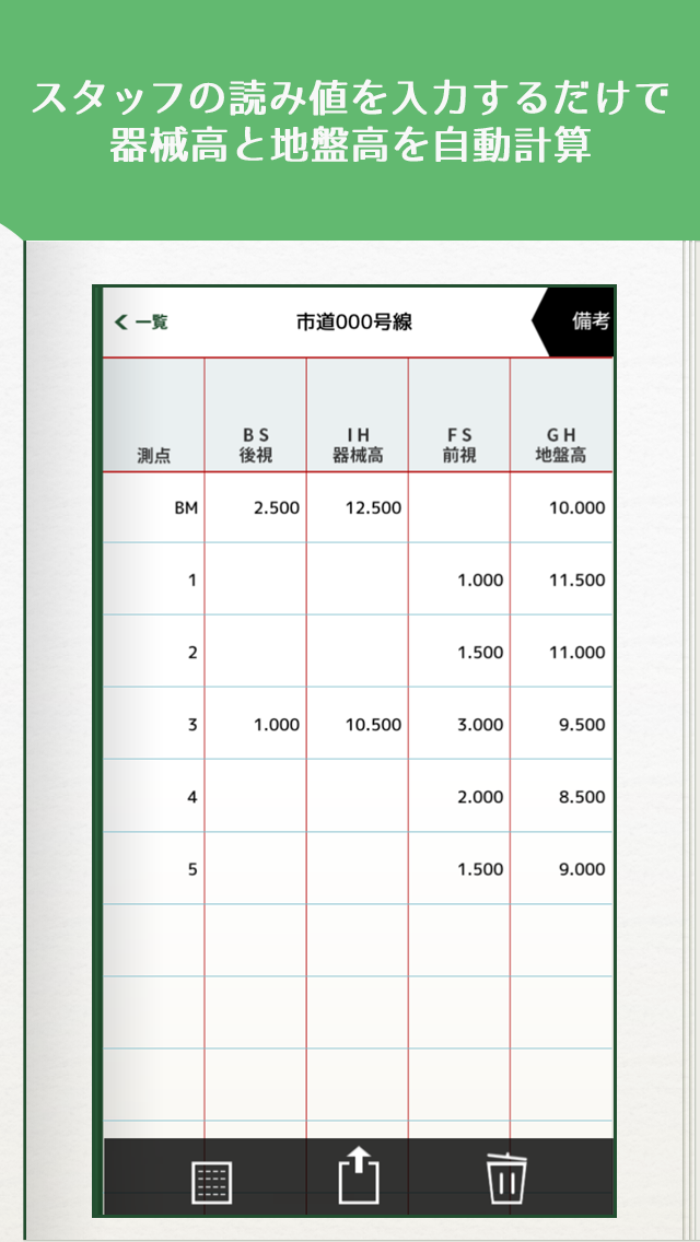 測量野帳 現場監督必携の水準測量野帳アプリ 無料版 By Rukka Ios 日本 Searchman アプリマーケットデータ