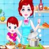 Baby Lulu Cooking With Mom