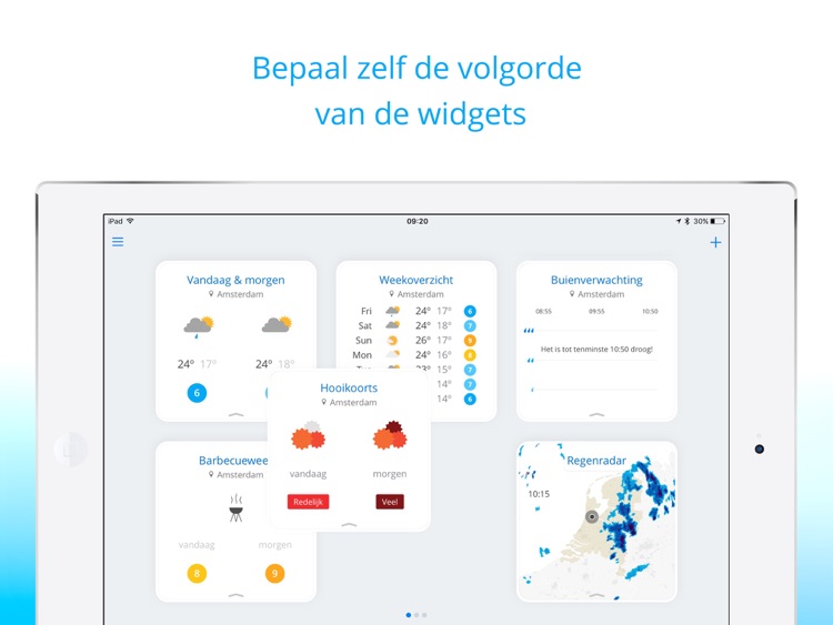 Weeronline voor iPad: jouw weer en regenradar