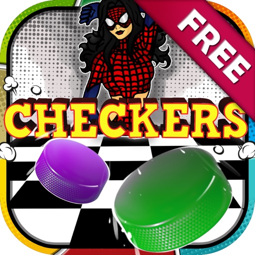 Checkers Board Puzzle Free - “ Superheroes Women Game with Friends Edition ” icon