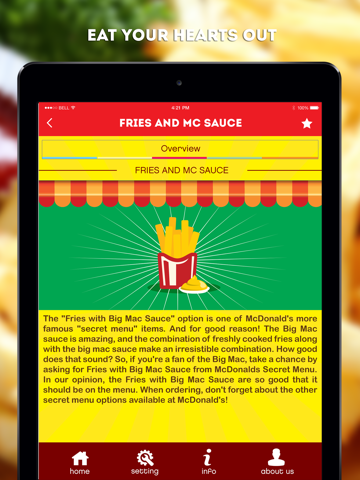 Screenshots of Secret Menu for McDonald's - McD Fast Food Restaurant Secrets for iPad