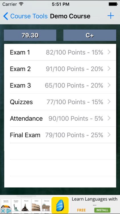 Grade calculator deals with points