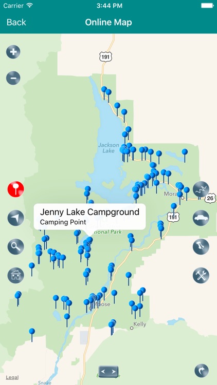 Grand Teton National Park Map, Wyoming