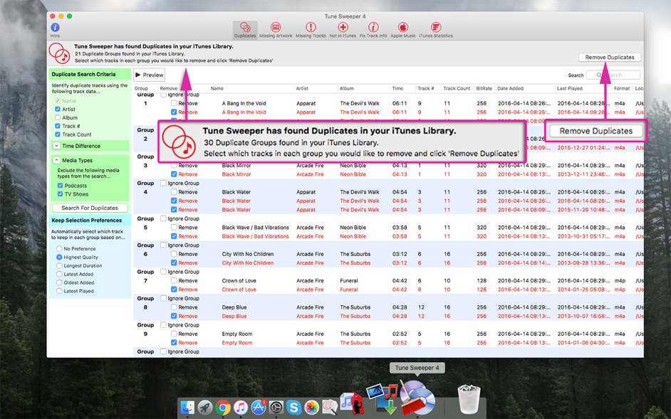 Tune Sweeper 4.15  Remove iTunes duplicates and fix track data