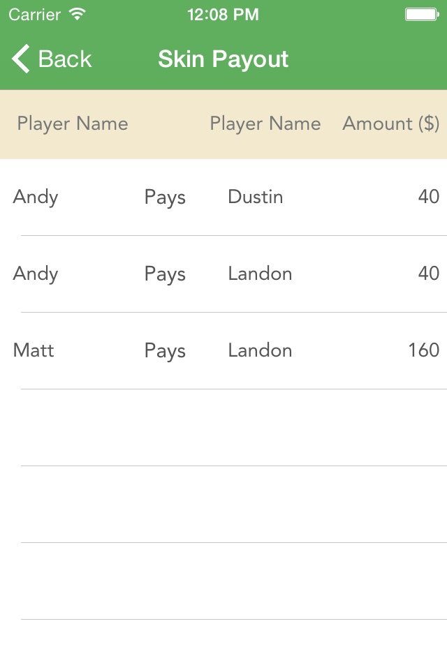 Golf Skins Payout Calculator screenshot 3