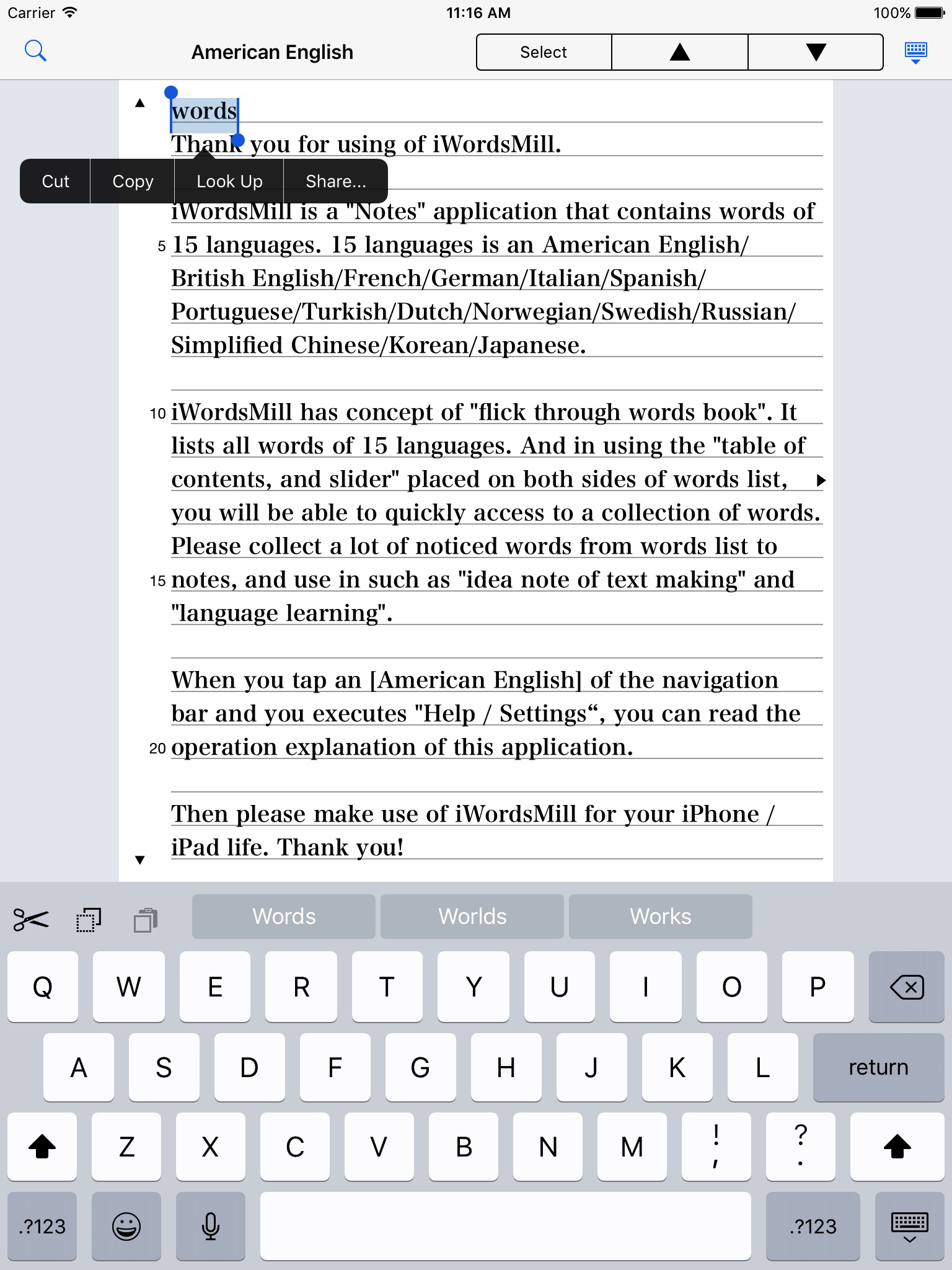 iWordsMill 15 Languages Search screenshot 2