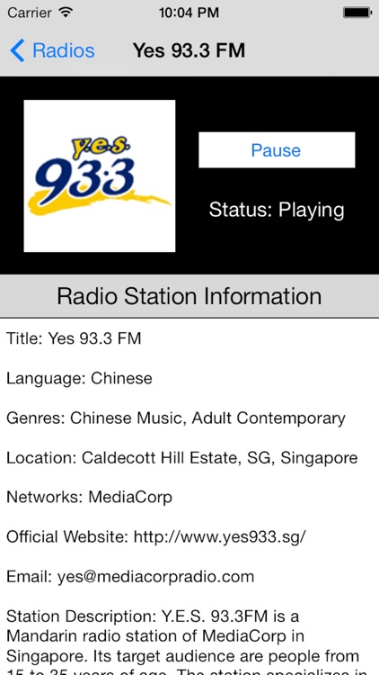 Singapore Radio Live Player (新加坡电台 / 電台)