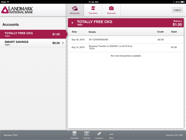 Landmark National Bank for iPad