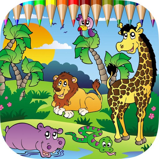 Coloring Book The World of Animal Free Games HD: Learn to color a dinosaur, wolf, fish and more iOS App