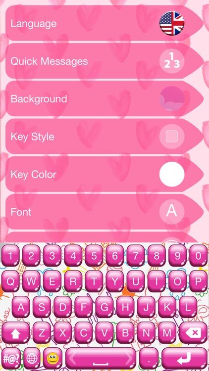 Cute Keyboard Design - Glitter Skins, Font & Emoji