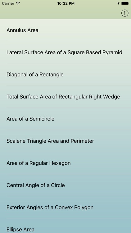 Basic Areas Formulas