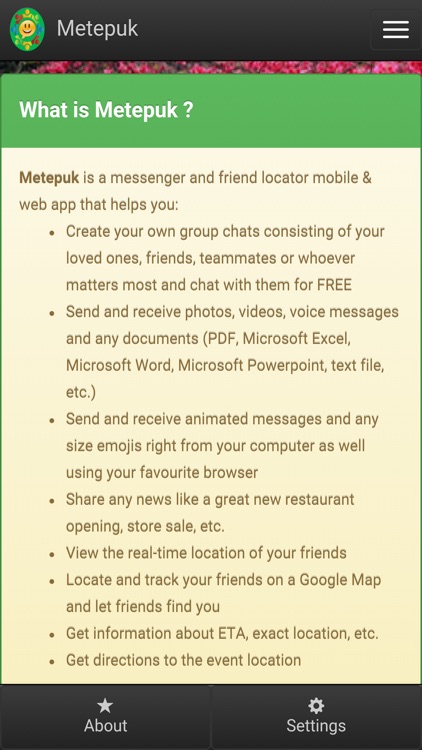 Metepuk - Instant Messenger and Friend Locator