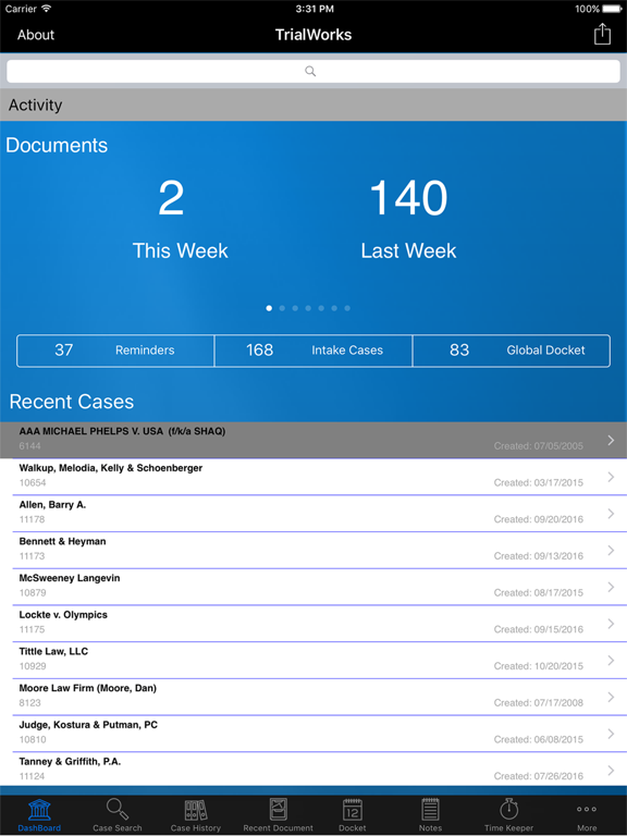 TrialWorks App screenshot
