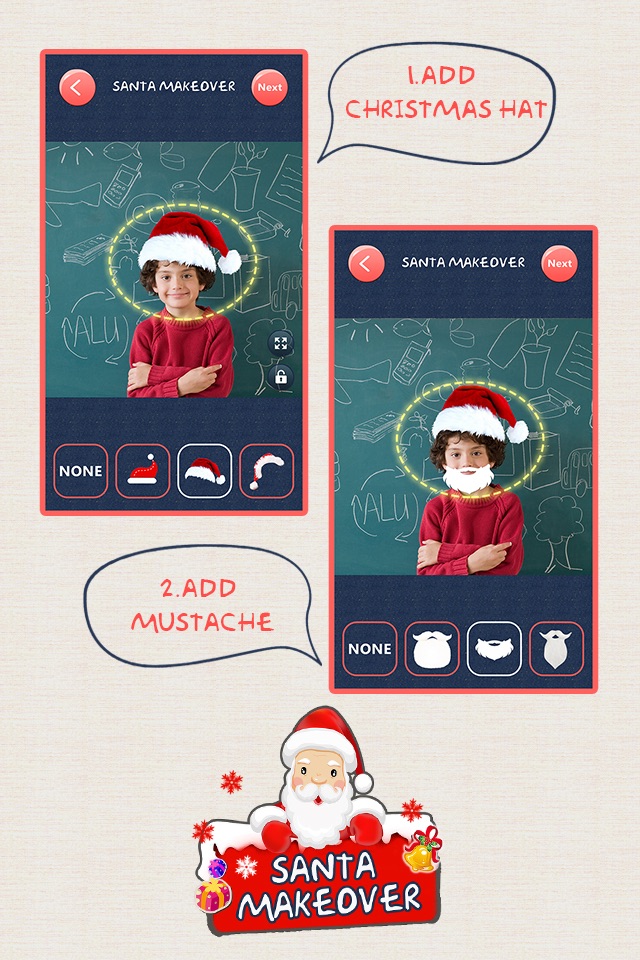 Christmas Makeover FREE - Santa Claus Photo Editor to Add Hat, Mustache & Costume screenshot 2