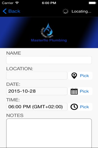 Screenshot of Masterflo Service App