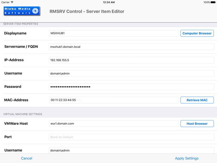 RMSRV Control