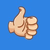 Hand emoji & top text stickers