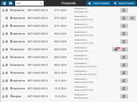 Wohnungsprotokolle screenshot 2