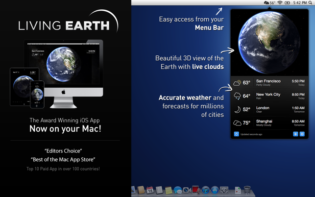 Living Earth 1 18 – Desktop Weather & World Clock