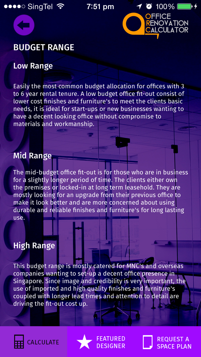 Office Renovation Calculator