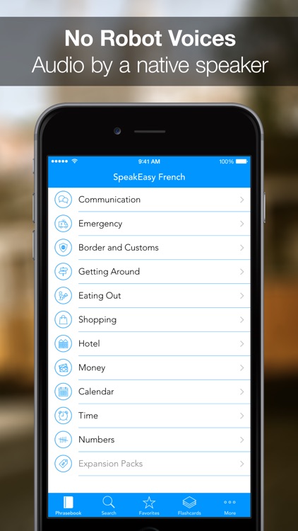 SpeakEasy French ~ Offline Phrasebook and Flashcards with Native Speaker Voice and Phonetics screenshot-0
