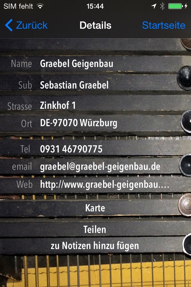 Guarneri - Verzeichnis der Musikinstrumentenbauer/-geschäfte in DE, AT & CH screenshot 4