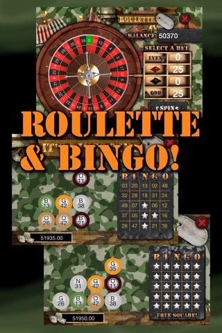 Army Slots, Bingo, Roulette and Blackjack Vegas Casino Style Free Games screenshot 2