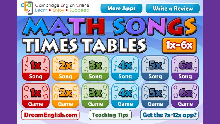 Math Songs: Times Tables 1x - 6x