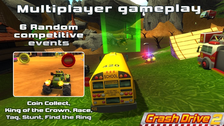 Crash Drive 2: The multiplayer stunt game, with monster trucks & classic muscle cars